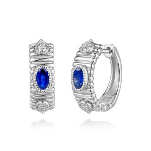 White Gold Diamond &Sapphire Earring