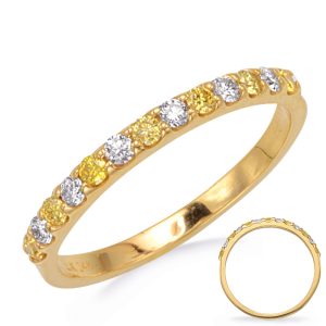 Yellow Gold Band White & Yellow Diamond