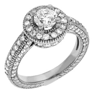 White Gold Halo Engagement Ring