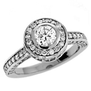 White Gold Halo Engagement Ring