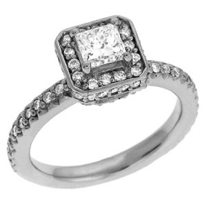 White Gold Halo Engagement Ring