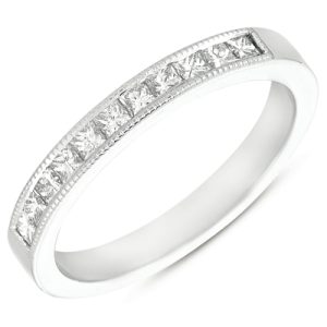 White Gold Millgrain Band