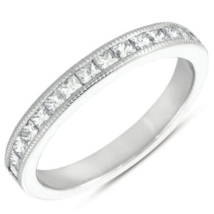 White Gold Princess Band With Millgrain