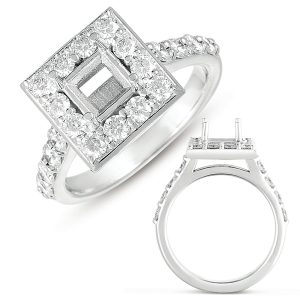 White Gold Halo Ring 5.5mm Square Head