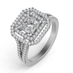 White Gold Halo Engagement Ring White Gold Halo Engagement Ring