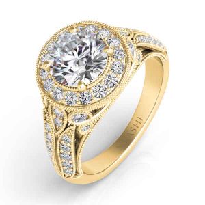 Yellow Gold Halo Engagement Ring Yellow Gold Halo Engagement Ring