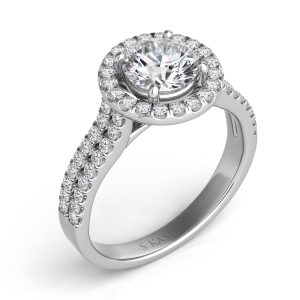White Gold Halo Engagement Ring White Gold Halo Engagement Ring