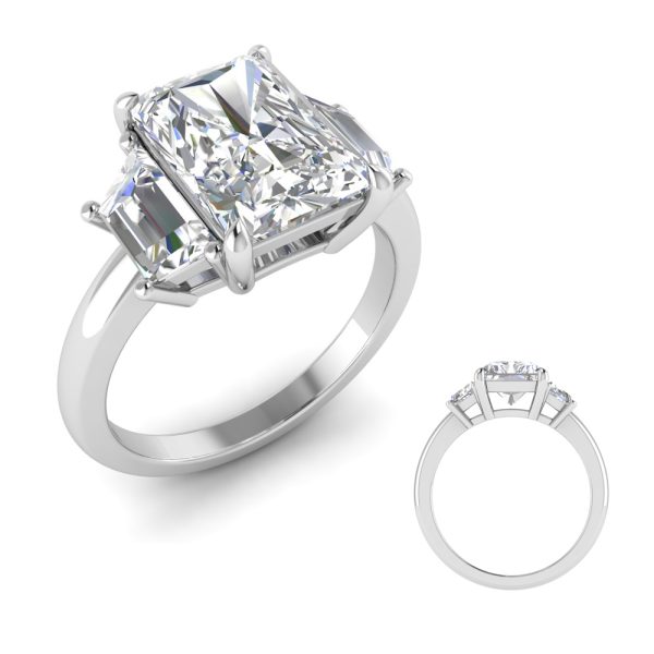 Trapezoid Diamond Engagement Ring