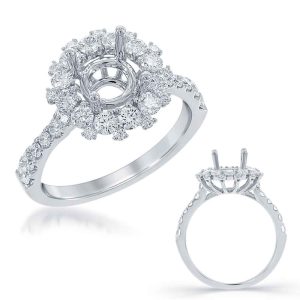 White Gold Halo Engagement Ring White Gold Halo Engagement Ring