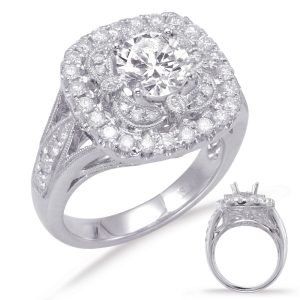 White Gold Halo Engagement Ring White Gold Halo Engagement Ring