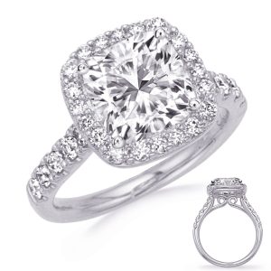 White Gold Halo Engagement Ring White Gold Halo Engagement Ring