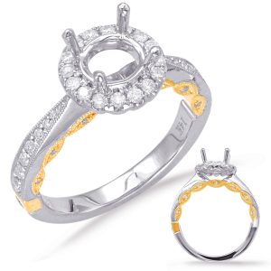 Yellow & White Gold Halo Engagement Ring Yellow & White Gold Halo Engagement Ring