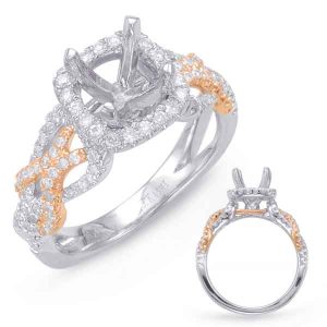 White & Rose Gold Halo Engagement Ring White & Rose Gold Halo Engagement Ring