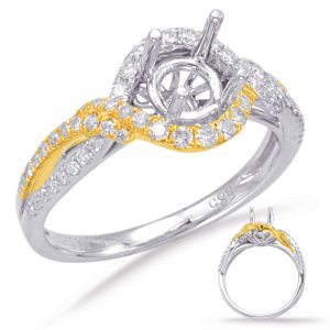 Yellow & White Gold Halo Engagement Ring Yellow & White Gold Halo Engagement Ring