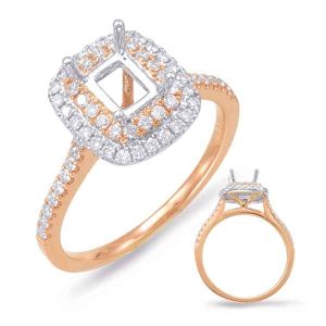 Rose & White Gold Halo Engagement Ring Rose & White Gold Halo Engagement Ring
