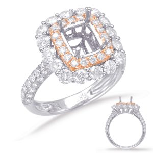 Rose & White Gold Halo Engagement Ring Rose & White Gold Halo Engagement Ring