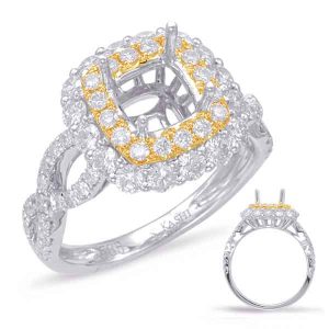 Yellow & White Gold Halo Engagement Ring