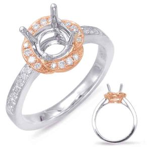 Rose & White Gold Halo Engagement Ring Rose & White Gold Halo Engagement Ring