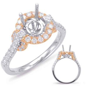 Rose & White Gold Halo Engagement Ring Rose & White Gold Halo Engagement Ring