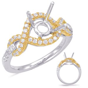 Yellow & White Gold Halo Engagement Ring
