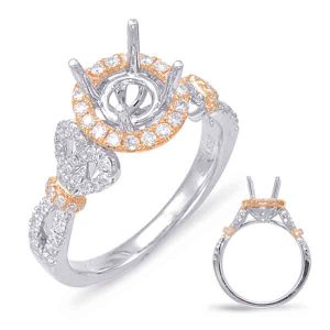 Rose & White Gold Halo Engagement Ring