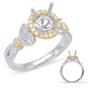 Yellow & White Gold Halo Engagement Ring Yellow & White Gold Halo Engagement Ring