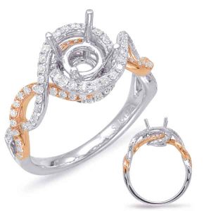 Rose & White Gold Halo Engagement Ring Rose & White Gold Halo Engagement Ring