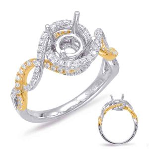 Yellow & White Gold Halo Engagement Ring Yellow & White Gold Halo Engagement Ring