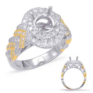 Yellow & White Gold Halo Engagement Ring Yellow & White Gold Halo Engagement Ring