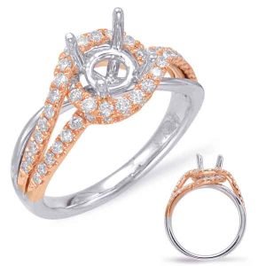 Rose & White Gold Halo Engagement Ring Rose & White Gold Halo Engagement Ring