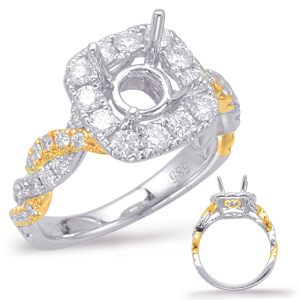 Yellow & White Gold Halo Engagement Ring Yellow & White Gold Halo Engagement Ring