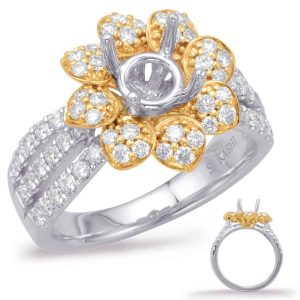 Yellow & White Gold Halo Engagement Rin Yellow & White Gold Halo Engagement Rin