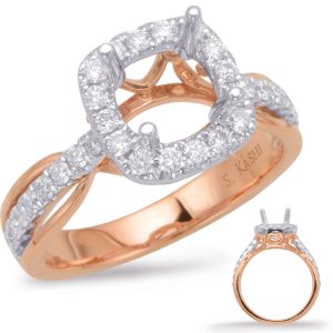 Rose & White Gold Halo Engagement Ring Rose & White Gold Halo Engagement Ring