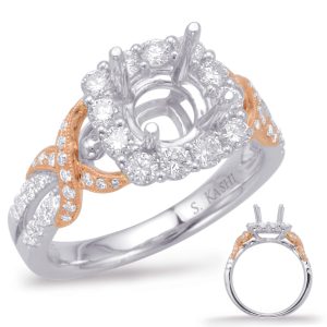 Rose & White Gold Halo Engagement Ring Rose & White Gold Halo Engagement Ring