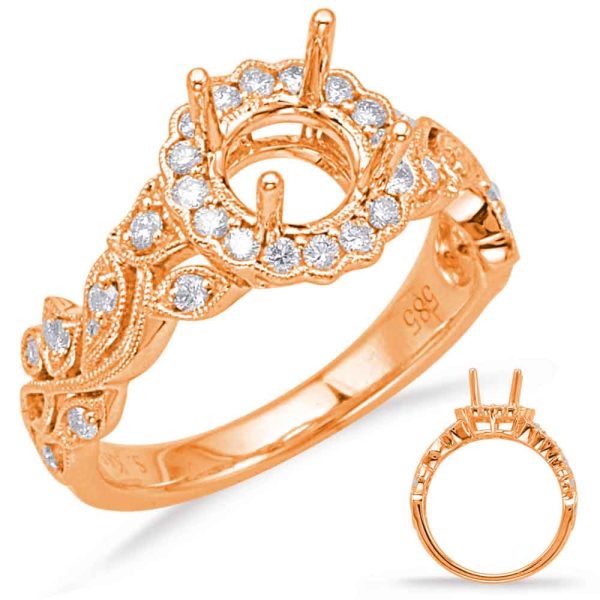Rose Gold Halo Engagement Ring Diamond Engagement Ring