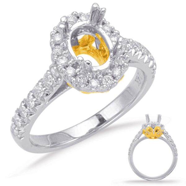 Yellow & White Gold Halo Engagement Ring