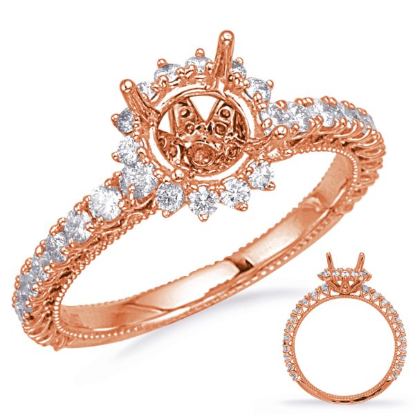 Rose Gold  Halo Engagement Ring