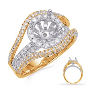 Yellow & White Gold Halo Engagement Ring Yellow & White Gold Halo Engagement Ring