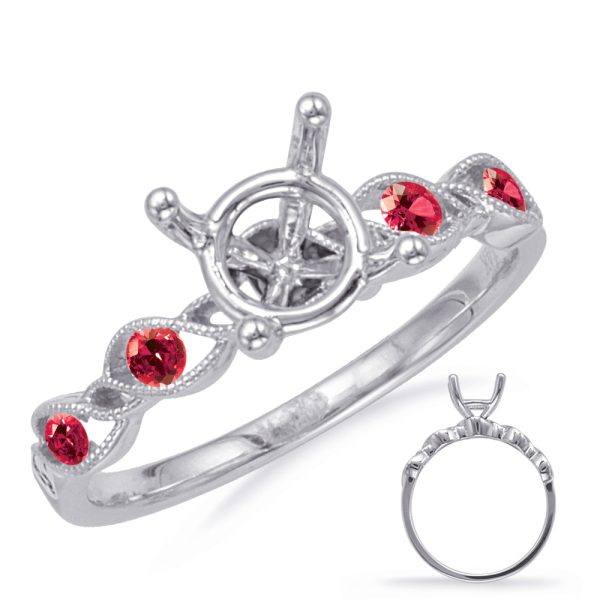 White Gold Engagement Ring With Rubies