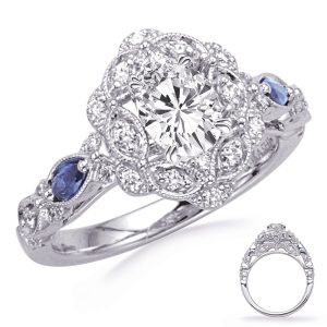 White Gold Sapphire & Diamond Eng Ring White Gold Sapphire & Diamond Eng Ring