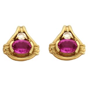Pink Sapphire & Diamond Earring Pink Sapphire & Diamond Earring