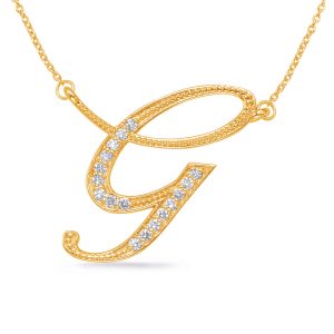 Yellow Gold Diamond Initial G Pendant Yellow Gold Diamond Initial G Pendant