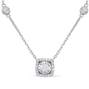 White Gold Halo Diamond By The Yard Neck White Gold Halo Diamond By The Yard Neck