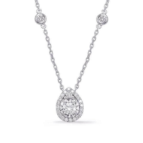 White Gold Halo Diamond By The Yard Neck