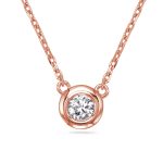 Rose Gold Diamond Necklace Bezel Set