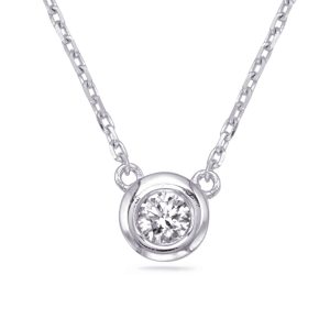 White Gold Diamond Necklace Bezel Set White Gold Diamond Necklace Bezel Set