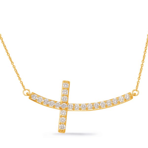 Yellow Gold Diamond Cross Necklace