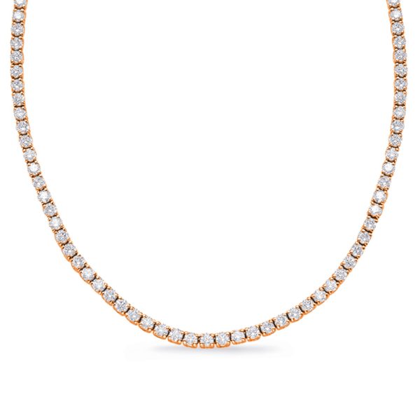 Rose Gold Four Prong Tennis Necklace