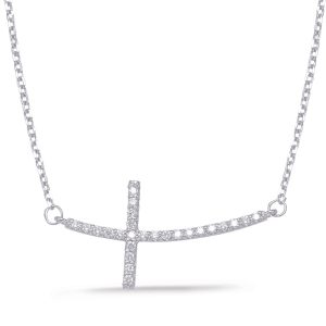 White Gold Cross Necklace White Gold Cross Necklace