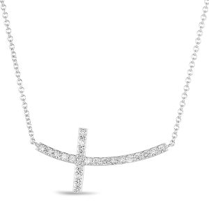 White Gold Cross Necklace White Gold Cross Necklace
